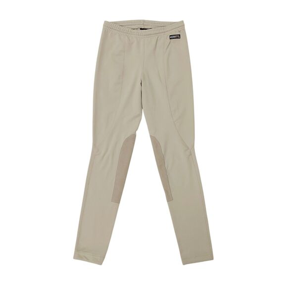 Kerrits Breeches Girls Large Beige Knee Patch Full Seat Equestrian Stretch - Picture 1 of 11